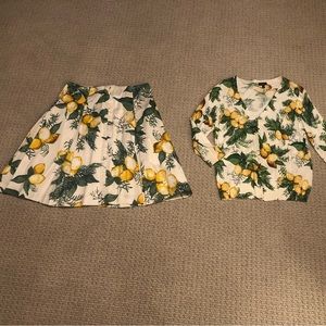 Talbots White Lemon Print Skirt